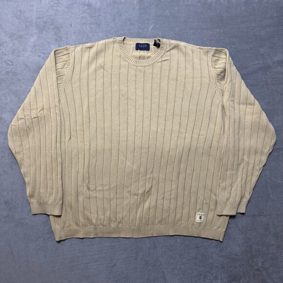 Izod Jeans ribbed knit sweater Izod Jeans crewneck Tan mens 2XL - Picture 1 of 5